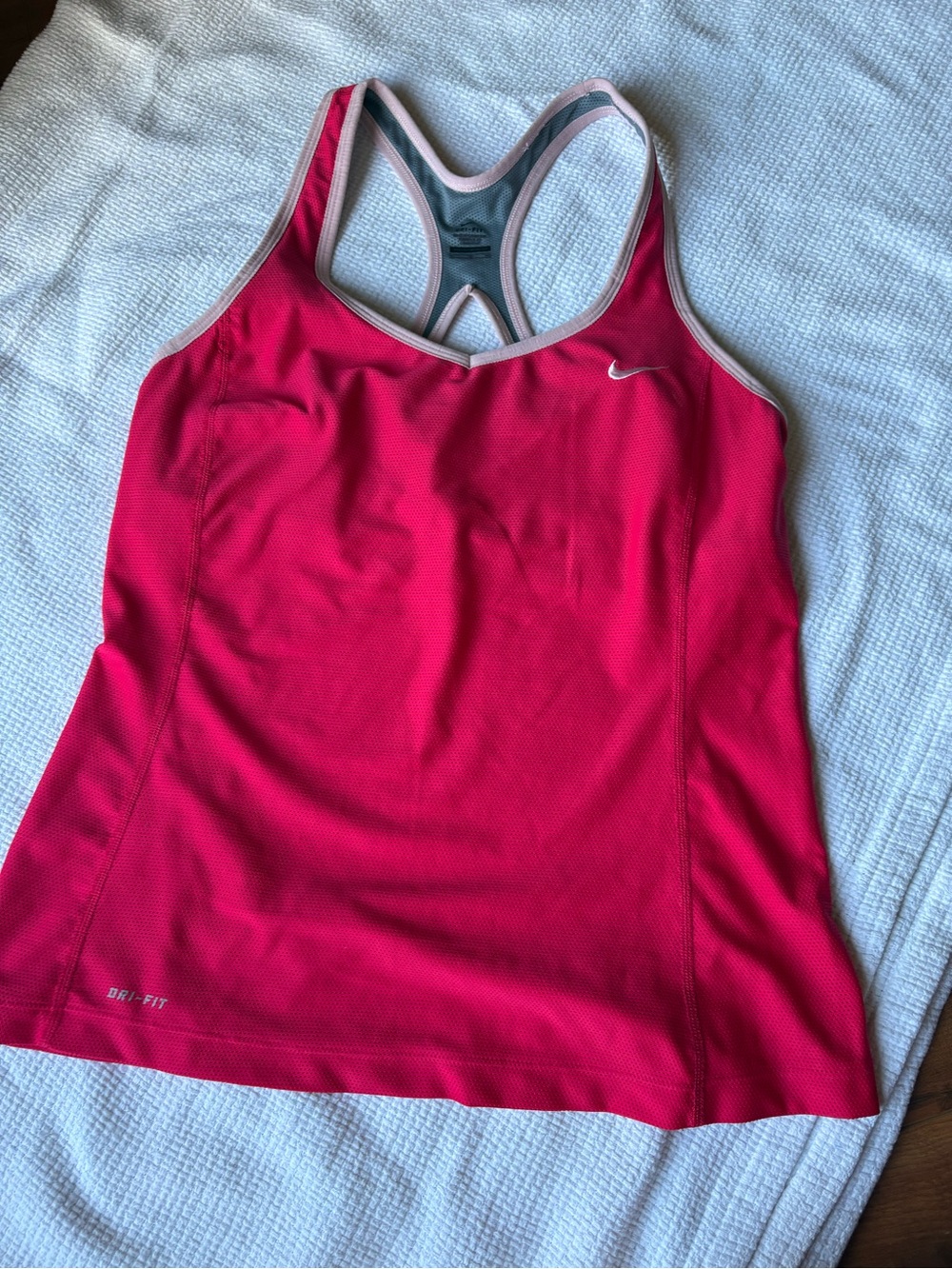Nike Pink and Gray Dri‑FIT Athletic Tank Top